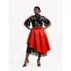 BIBI SAKALIEVA Krilo Red Pleated Midi Skirt with Asymmetric Design and Tulle živo rdeča