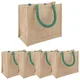 vidaXL Jutene torbe 5 pcs Naravna in zelena 26 x 22 x 14 cm