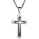 Ogrlica Jolly Cross - Srebrna / Črna KP34099