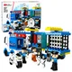 slomart AnP-29553 Gradbeni bloki LEAN TOYS: Policijska postaja s tovornjakom, motorjem in figurami (91 el.)