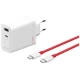 OnePlus SUPERVOOC 120W Dual USB-A + USB-C Potovalni polnilec + USB-C/USB-C kabel bel