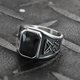 Prstan Lucifer Symbol Black Gem - 10659-SI-BXG