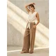 Sinsay - Wide leg pantalone sa viskozom - BEŽ