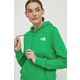 Bombažen pulover The North Face ženska, zelena barva, s kapuco, NF0A7X2TPO81