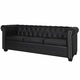 VIDAXL kavč/trosed Chesterfield, črn