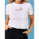 Sinsay - Pamučni crop top sa natpisom - belo