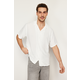 Trendyol White Oversize Fit Summer Short Sleeve Linen Look Shirt