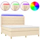 vidaXL vidaXL Box spring postelja z vzmetnico LED krem 180x200 cm blago, (20900815)