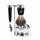 Mühle RYTMO set za brijanje - postolje, posuda, stroj s Fusion glavom, čista četka za jazavca - crna smola