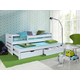 Dječji krevet s dodatnim ležajem i zaštitnom ogradicom Praktik (200x90cm), bijeli