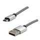 Logo Kabel USB (2.0), USB A moški - microUSB moški, 2 m, 480 Mb/s, 5V/1A, srebrn, škatla, najlonski oplet, aluminijast zaključek