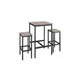 Songmics Komplet barske mize 1 miza 60x60x90 cm 2 barska stola 30x40x65 cm rjava črna
