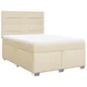 Vidaxl Box spring postelja z vzmetnico krem 140x200 cm blago