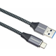 PremiumCord USB-C - USB-A 3.0 Braided Siva 0,5 m USB kabel
