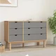 vidaXL Nočna omarica rjava in siva 113,5x39,5x73 cm trdna borovina