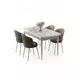 HANAH HOME Rasklopivi trpezarijski sto i stolice (5 delova) Asfel White Marble Cappuccino