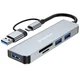Hub postaja Techsuit DataBridge 5v1 (H7) USB-C - USB-A 3.0, 2x USB-A 2.0, SD/TF - gray