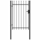 vidaXL Enojna vrata za ograjo koničasta jeklo 1×1,5 m črna