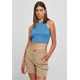 Womens top with cropped ribs horizon blue