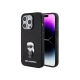 Karl Lagerfeld maska za iPhone 15 Pro IKONIK FIXED GLITTER IKONIK LOGO METAL PIN BLACK