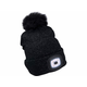 Extol Light Čepica z naglavno svetilko 43196 Čepica z naglavno svetilko 4x45lm, polnilna, USB, črna z bleščicami in pompom, univerzalna velikost