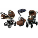 Babylux Largo Brown Cream | 4v1 Kombinirani Voziček kompleti | Otroški voziček + Carrycot + Avtosedežem + ISOFIX