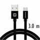 SWISSTEN PODATKOVNI KABEL USB/MICRO USB TEKSTILNI 3,0 M ČRN