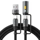 3v1 pleten polnilni in podatkovni kabel Acefast J6 - USB-C v USB-C, z nastavkom USB-A in nastavkom za prižig cigaretov, hitro polnjenje 60W - 1.2 m - črn