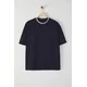 Trendyol Limited Edition Navy Blue Oversize/Wide Cut Knitted Banded Textured Pique T-Shirt
