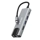 Hub postaja Techsuit NetBridge 5v1 (H1) USB-C - 1x USB-C 2.0, 1x USB-C 3.0, 1x USB-C, 1x HDMI, 1x RJ45, PD87W, 4K pri 30Hz - gray