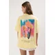 Trendyol Light Yellow 100% Cotton Oversize/Wide Pattern Front Back Printed Knitted T-Shirt