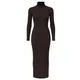 PANTHEROAR Pletena obleka High Neck Long Dress temno rjava