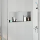 vidaXL Tuš niša srebrna 75 x 30 x 9.5 cm Nerjaveče jeklo