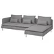 SÖDERHAMN Sofa 4-sed i lenjivac, i bez stranice Tonerud/siva