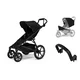 Mestni voziček Thule Urban Glide 4-wheel Black + Varnostni ročaj + Zaščita pred dežjem