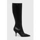 Kožne čizme Patrizia Pepe za žene, boja: crna, s tankom potpeticom, 2Y0009 L048 K103