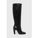 Kožne čizme BOSS Aleya za žene, boja: crna, s debelom potpeticom, 50504504