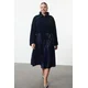 Trendyol Curve Navy Blue Elastic Elastic Waist Pleated Woven Plus Size Skirt