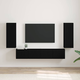 vidaXL TV stenska omara 2 pcs Črna 30 x 31 x 80 cm Konstruiran les