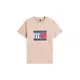 Tommy Jeans Majica modra / svetlo rjava / rdeča / bela