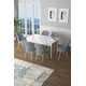 Hanah Home Set Trpezarijski sto i 6 stolica Zen, Sivo-beli