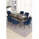 Hanah Home Set Trpezarijski sto i 6 stolica Eva, Plavo-braon