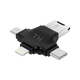 AVIZAR 4 v 1 citalec kartic USB-C / Lightning / Micro-USB / USB Micro-SD - ČRN, (21123552)