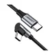 Infostyle UGREEN USB-C na USB-C kabel 60W z 90° kotnim priključkom – 2 m Črna