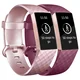 shumee 2x PAŠEK ZA Fitbit Charge 3/4 ROZA RDEČ TPU NEPREMOČLJIV ZAPESTNIK L