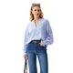 Cupshe Bluza Stripe Puff Sleeve modra