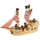 Drvena igračka Bigjigs - Piratski brod Paragon, s posadom