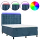 Vidaxl Box spring postelja z vzmetnico LED temno modra 140x200cm žamet