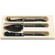 LAGUIOLE Noži za sir Premium Line Black Stonewash, set 3 kosov, nerjavno jeklo, lesen pladenj