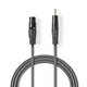NEDIS COTH15320GY10, Balansirani audio kabl, XLR 3-pinski ženski, 3,5 mm muški, Niklovani, 1,00 m, PVC